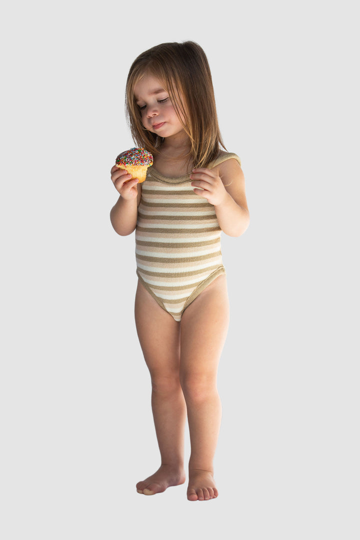 Mocha Stripe Little Miss Onepiece